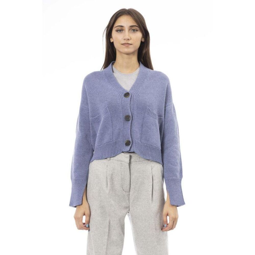 Alpha Studio VNeck Button Cardigan Women Light Blue Cardigans